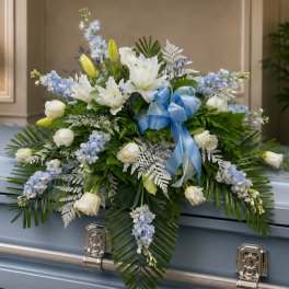 C22 - Blue and White Casket Spray