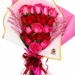 Ramo de Rosas Rojas y Fuscia