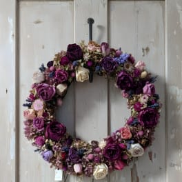 Raspberry Rose Dried Wreath