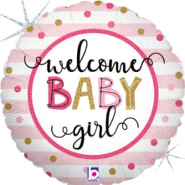 18" Baby Girl Stripes Foil Balloon
