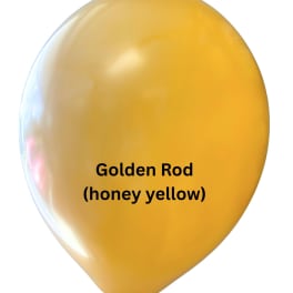 Single honey-yellow balloon with printed text