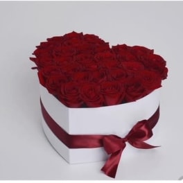 RED ROSE HEART BOX IN WHITE