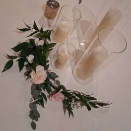 Victoria's wedding reception "half moon" table garland