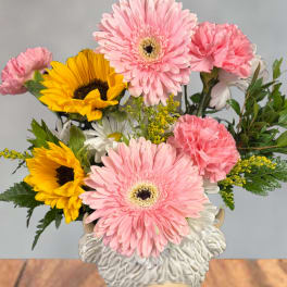 Highland cow flower arrangement