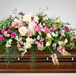 Cascading calm casket spray