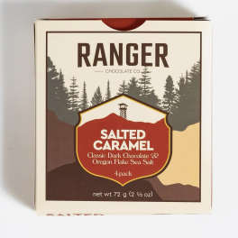 Box of salted caramel dark chocolate candies