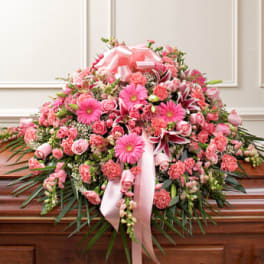Cherished Memories Casket Spray- Pink