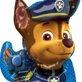Paw Patrol Chase-shaped foil balloon in blue police uniform