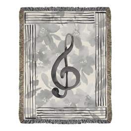 Music note with flowers Throw