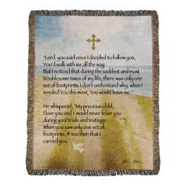 Footprints Walk with Me Tapestry Throw