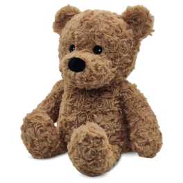 Brown plush teddy bear sitting on a white background