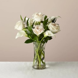 Vision in Ivory Rose and Calla Lily Bouquet