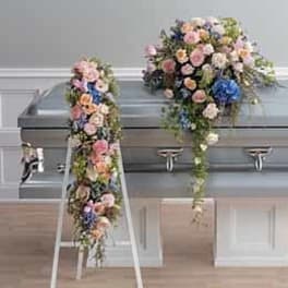 Polychromatic Couch Spray and Easel Arrangement