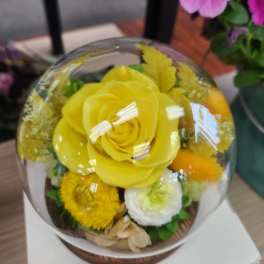 Preserved Yellow Rose in Light Up Globe