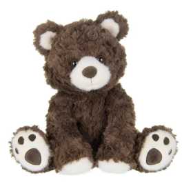 Brown teddy bear plush with white muzzle and paw pads
