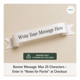 White ribbon banner with customizable message text