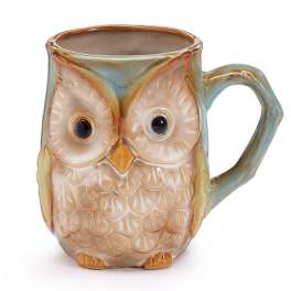 Ceramic owl-shaped mug with a handle