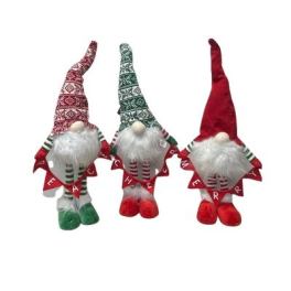 Three Christmas gnome plush decorations with tall hats and white beards