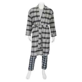 Plaid robe and matching pants on a mannequin