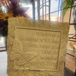 "Wherever a beautiful soul" memory stone with stand