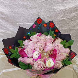 Two dozen mix pink roses bouquet