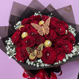 Two dozen classic fully decorated red roses