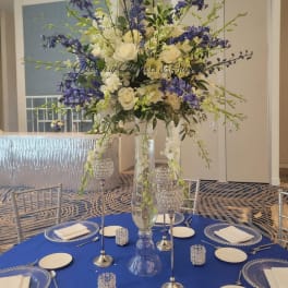 Elegant Center Piece Orchid, Roses, Delphinium