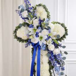floral cross blue