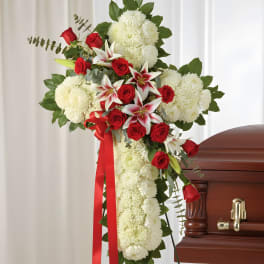 Elegant Standing Cross (Roses & Lilies)