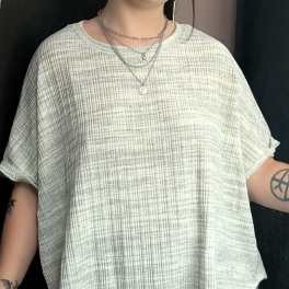 Gray Textured Oversized Boxy Top