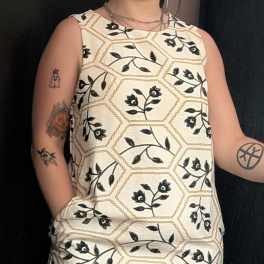 Floral Hexagon Print Sleevless Mini Dress