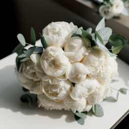 White Peony Bridal Bouquet