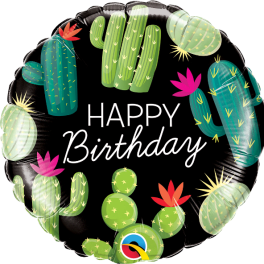 18" Round Cactuses Happy Birthday Balloon