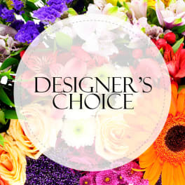 Designer’s Choice text over a collage of colorful flowers