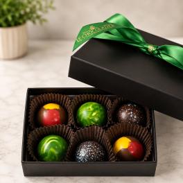 6 pc Le Chocolatier Jewel Collection of Hand Painted Truffles (BB)