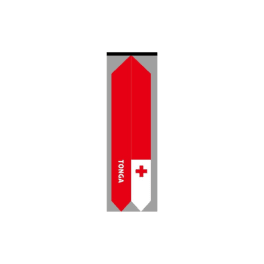 Red and white Tonga flag on a gray background