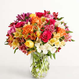 Assorted Roses & Peruvian Lily Bouquet for Mom