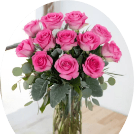 Dozen Long Stemmed Pink Roses.