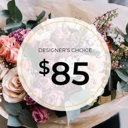 Bouquet of pink and cream roses with eucalyptus