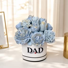 Dad’s Blue Sky Bloom Candle Arrangement