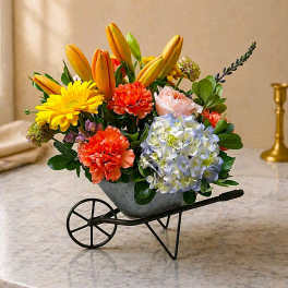Blooming Wheel Barrel