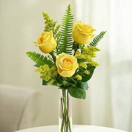 Love's Embrace Roses -Yellow 3 stem