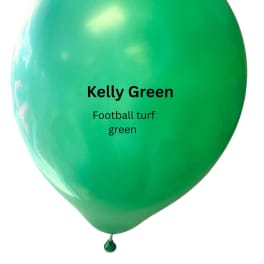 Single green balloon with printed text on a white background