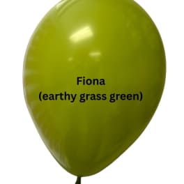 Single green balloon with the text "Fiona (earthy grass green)"