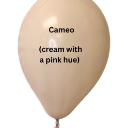 Single cream-colored balloon with a pink hue and printed text