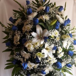 Blue and white Standing Spray