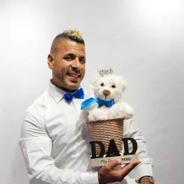 white teddy gift set