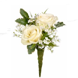 Two White Rose Boutonnière