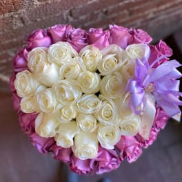 Rose Box Pink and White - Sylmar Florist
