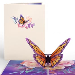 Pop-up greeting card with a butterfly and floral design